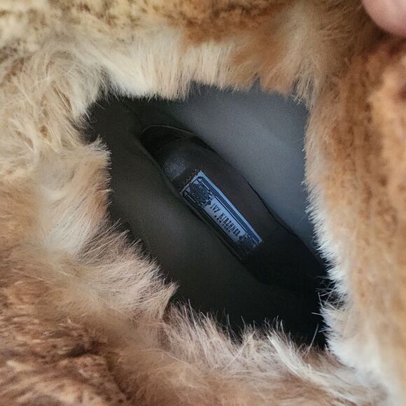 Ivy Kirzhner Fur & All Leather boots Size 8 Mid-Calf Rose Gold Studded Heeled - Picture 10 of 12